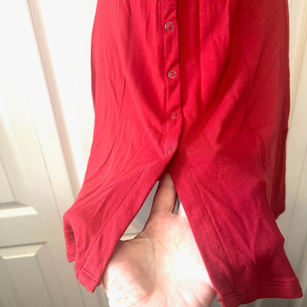 Forever 21-Small-Mini Snap Up Front Short Sleeve Dress-Belted Back-Rust/Orange - Picture 5 of 13